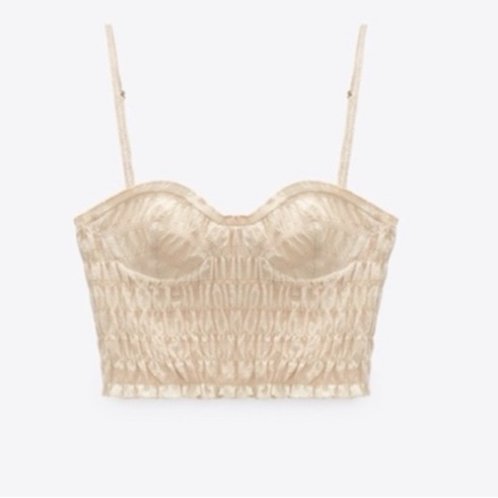 [Zara] Beige Bustier Crop Top